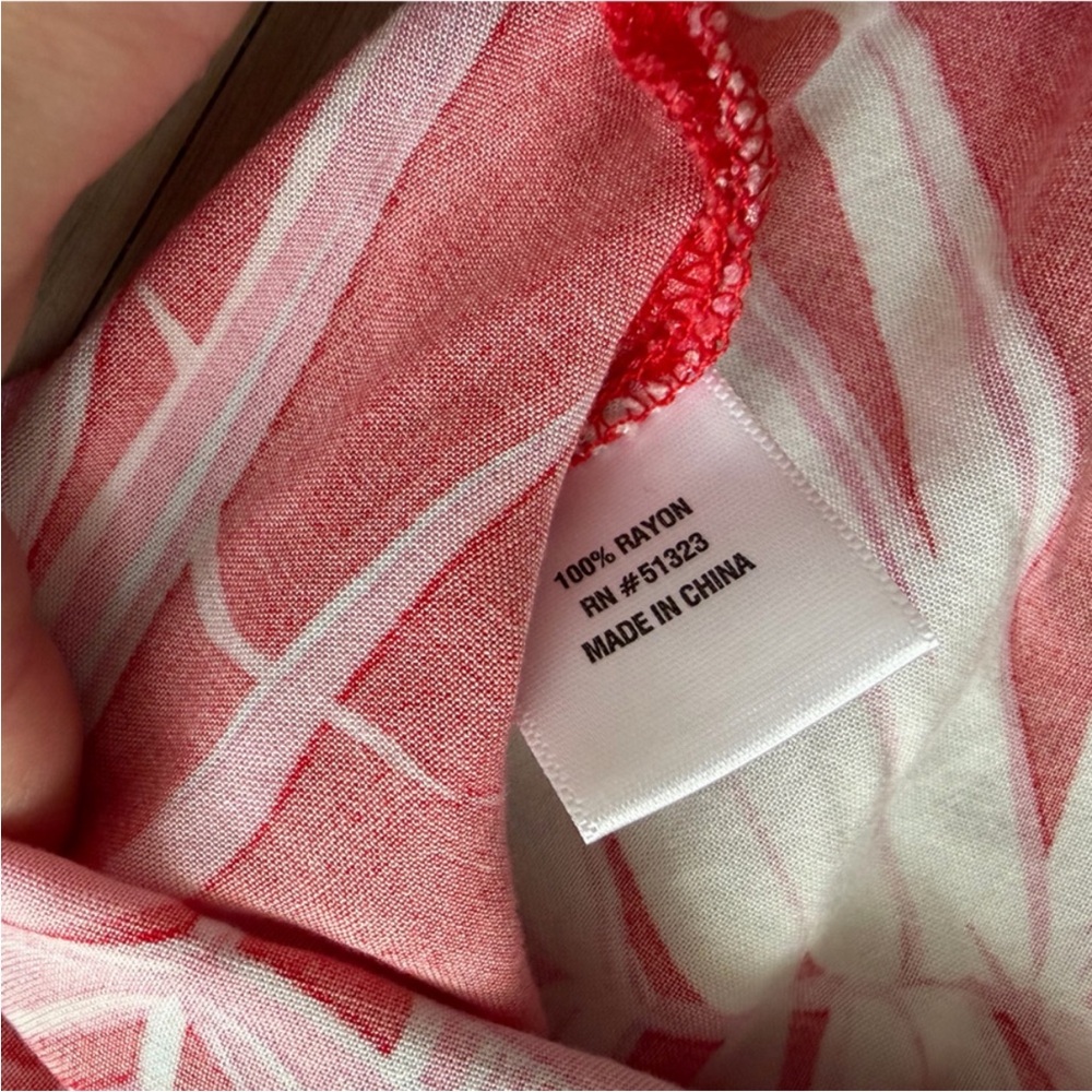 1. State Red and White Palm Leaf Patterned Dress - Picture 3 of 7